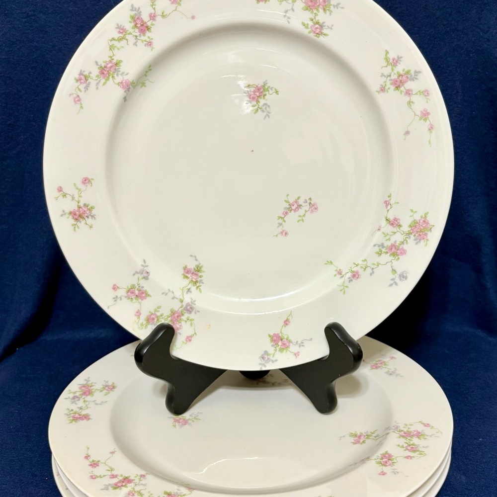 Theodore Haviland New York Made in USA Pink Spray Set of 9 10 1/4" Dinner Plates - Picture 4 of 11
